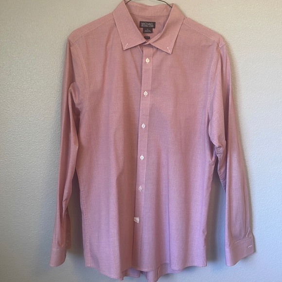 Michael Kors Mens Dress Shirt Hay Check Slim Fit Beige Size 15 5x32x33 main image 0